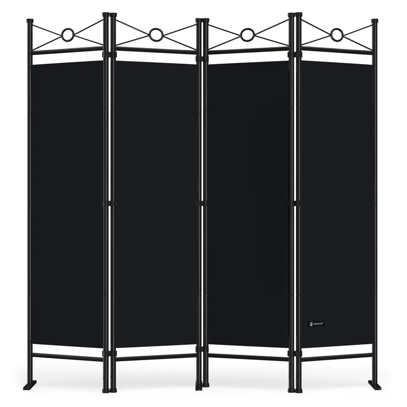 Casaria® Paravent Lucca Schwarz 180x163cm, Schwarz, – Produktbild 1 von 2