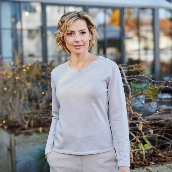 Kokon Zwo Kokon Zwo Basic Pullover 100% Merinowolle (kbT), Graumelange, – Produktbild 1 von 2