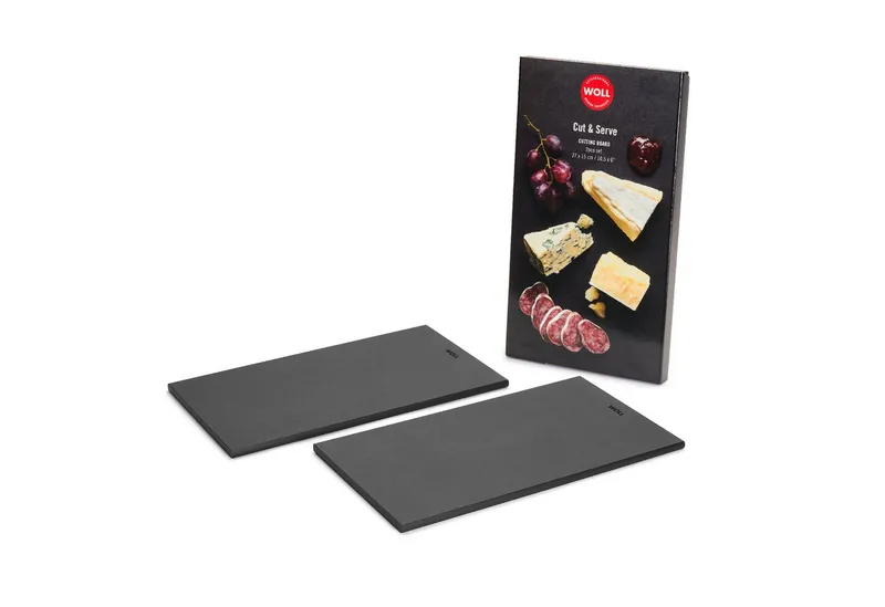Woll Woll Frühstücksbrett Woll Cut & Serve, 27 x 15 cm, 2-tlg. Frühstücksset, Holzpapierfaser, (2-St), aus FSC®-zertifiziertem Papierverbundstoff, Schwarz, – Produktbild 2 von 5