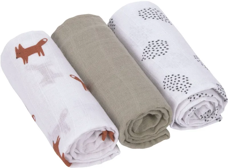 Lässig Lässig Stoffwindeln Little Forest, Fuchs, Mulltuch Set M (Set, 3-St), PETA-approved vegan, Grün, – Produktbild 1 von 5