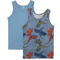Walkiddy Unterhemd Blau Bunter Drache-Allover Bio-Baumwolle GOTS – Walkiddy – Produktbild 1 von 1