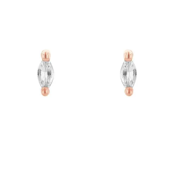 Eppi Eppi Minimalistische Ohrstecker mit weißen Saphiren Daina, Rosa, – Produktbild 1 von 4