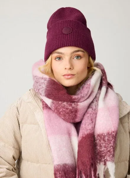KnowledgeCotton Apparel KnowledgeCotton Apparel Woll-Mütze - Rib Beanie - aus 100% Merino Wolle, Rot (fig), – Produktbild 2 von 4