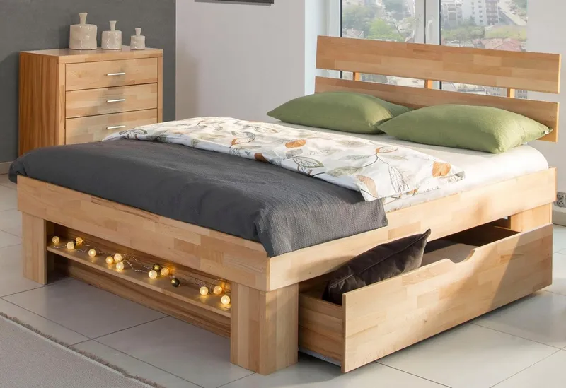OTTO home Stauraumbett Triest, aus FSC®-zertifizierter massive Buche, Beige, – Produktbild 3 von 5