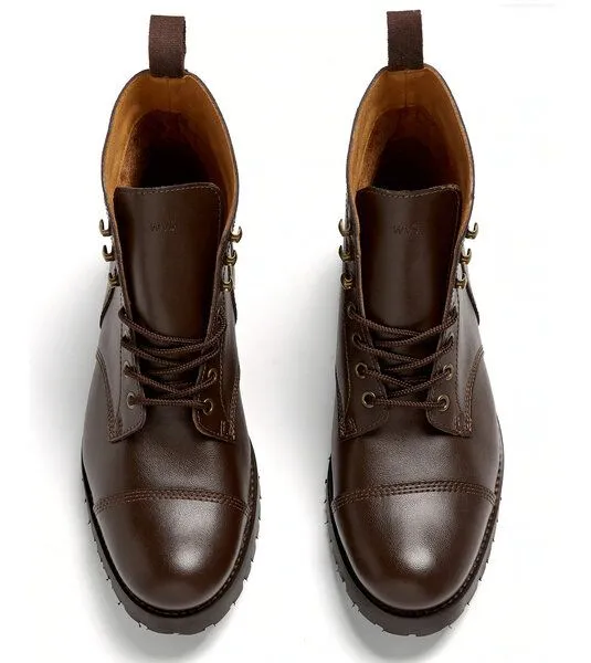Will's Vegan Shop Will's Vegan Shop Work Boots aus veganem, italienischen Leder, Braun, – Produktbild 4 von 4