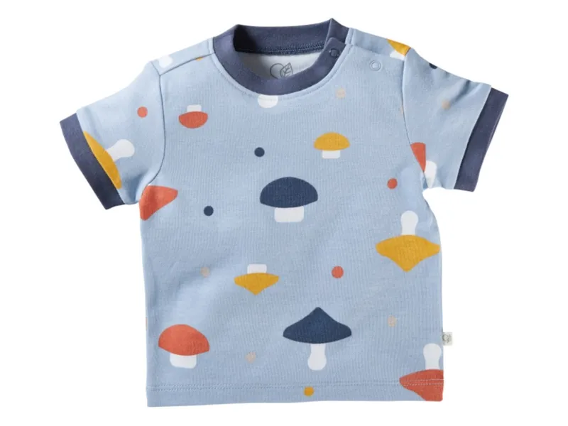 HANS NATUR Baby T-Shirt Bio-Baumwolle Pilzparty blau Gr.50/56, Blau, – Produktbild 1 von 2