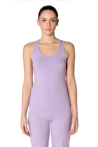 Leela Cotton Leela Cotton Damen Racerback Top Bio Baumwolle Elasthan, Viola, – Produktbild 2 von 5