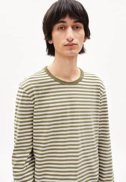 ARMEDANGELS ARMEDANGELS JOHAAN STRIPES - Herren Longsleeve Regular Fit aus Bio-Baumwolle, Oliva-off white, – Produktbild 2 von 3