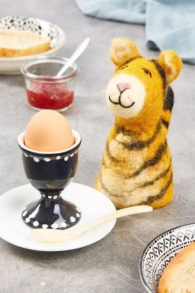 short'n'pietz short'n'pietz Tiger als Filz Eierwärmer, Orange schwarz weiss, – Produktbild 2 von 2