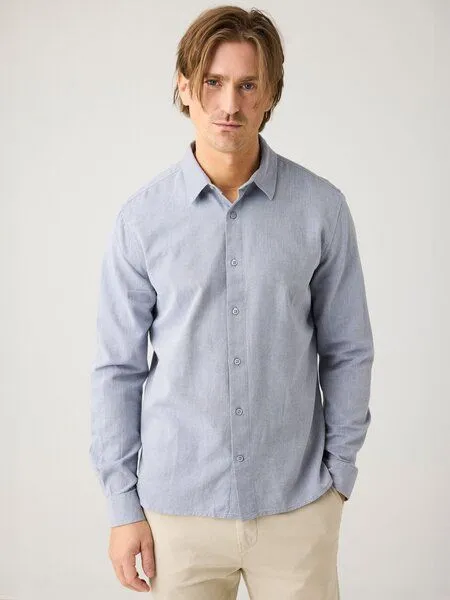 KnowledgeCotton Apparel KnowledgeCotton Apparel Leichtes Twill-Hemd aus Bio-Baumwolle, Blau-vintage-indigo, – Produktbild 1 von 2