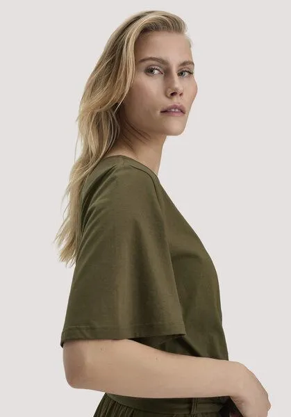 hessnatur hessnatur Jersey Overall Regular in reiner Bio-Baumwolle, Goldoliv, – Produktbild 2 von 4