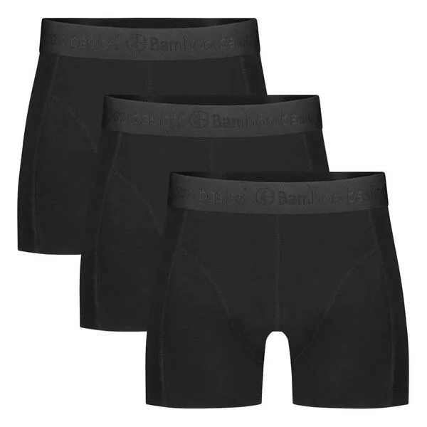 Bamboo Basics Bamboo Basics Enganliegende Herren Boxershorts RICO aus Bambusviskose / Biobaumwolle (3er Pack), Total black (schwarz), – Produktbild 1 von 4