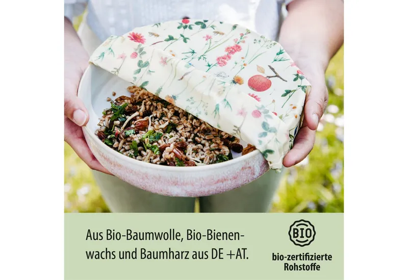 little bee fresh little bee fresh Bienenwachstücher Bio-Bienenwachstücher Starter-Set S/M/L, Set, 3-tlg., wiederverwendbar, plastikfrei, nachhaltig, regional, Rosa, – Produktbild 2 von 5