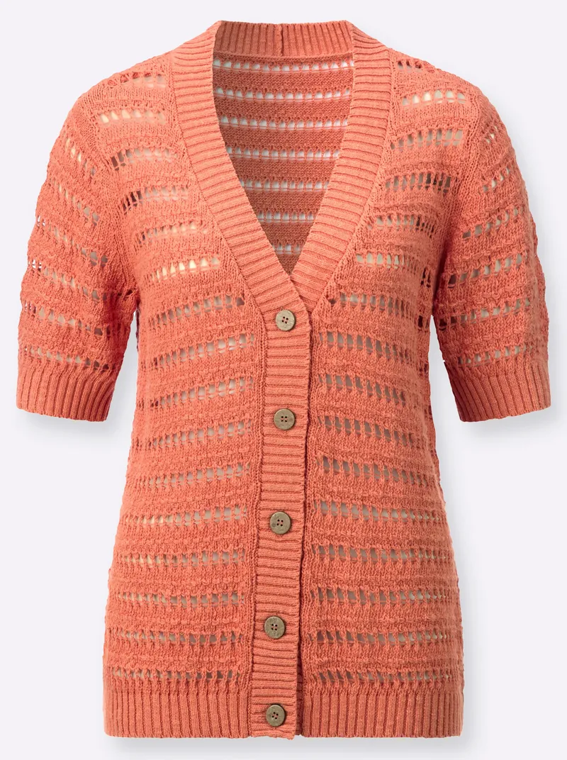Witt Ajourstrickjacke, Papaya, – Produktbild 1 von 2