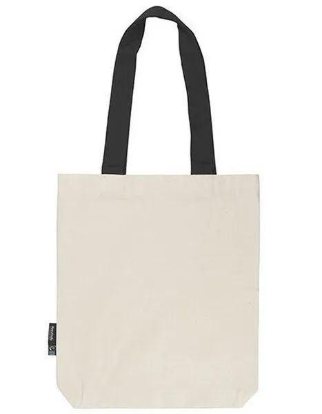 Neutral Neutral Baumwolltasche Shopper Kontrastfarbene Henkel, Natur/schwarz, – Produktbild 2 von 3