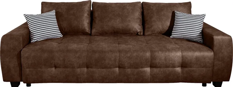 OTTO home Schlafsofa Bella B: 241 cm, Liegefl. 142x194 cm mit Bettkasten & Zierkissen, Schlafcouch mit Gästebett, 2 Zierkissen inklusive, frei stellbar, Braun, – Produktbild 2 von 6