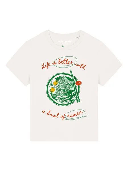watapparel watapparel T-Shirt Frauen Life is better with ramen, Off white, – Produktbild 2 von 4