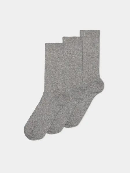 erlich textil erlich textil Casual Cotton Gerippte Socken im 3er Pack aus Bio-Baumwolle, Hellgrau-melange (grau), – Produktbild 2 von 4