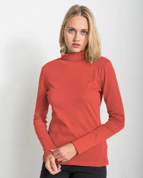 Alma & Lovis Alma & Lovis Rollkragenshirt aus Bio-Baumwoll-Jersey | Melange Rolli, Orange, – Produktbild 1 von 2