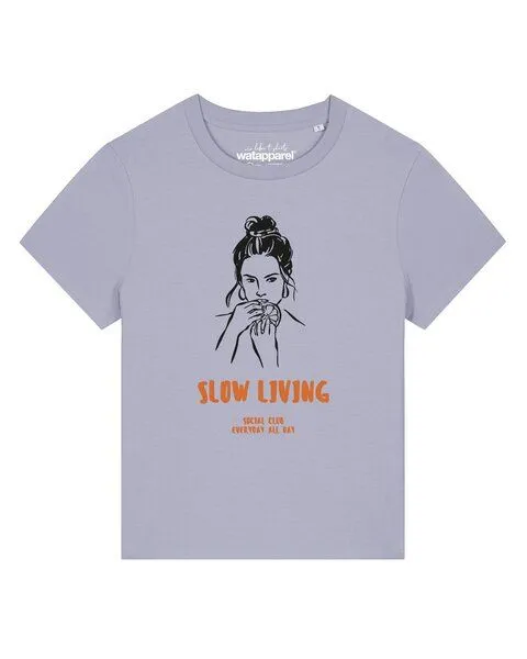 watapparel watapparel T-Shirt Frauen Slow living, Lavender, – Produktbild 1 von 2