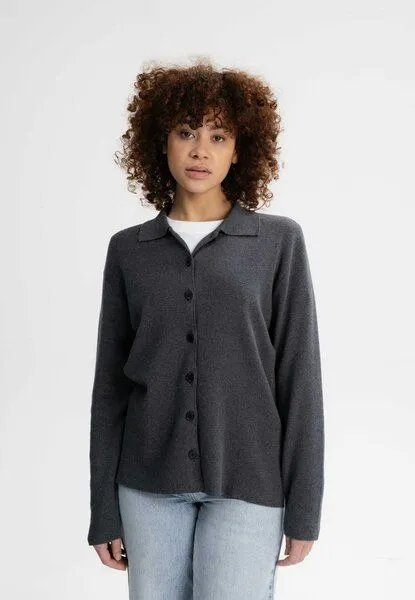 MELA Feinstrick Cardigan ULUPI | von MELA | Fairtrade & GOTS zertifiziert, Anthrazit melange, – Produktbild 1 von 4