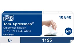 Tork Tork Xpressnap Servietten "Universal N4" 1-lagig, 1/4-Falzung, 8 x 1125 Blatt, weiß – Produktbild 1 von 1