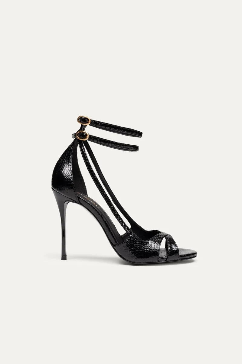 BIKKOU BIKKOU Damen vegan Sandalen Tanzen Im Club Schwarzes Python, Schwarz, – Produktbild 2 von 2