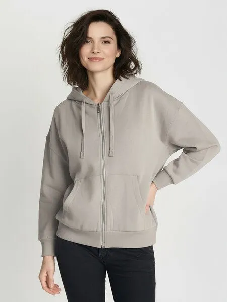 GreenBomb GREENBOMB Basic Vale - Lässige Sweatjacke aus Bio-Baumwolle / GOTS / Fair & Vegan, Grau (sandstone), – Produktbild 1 von 4