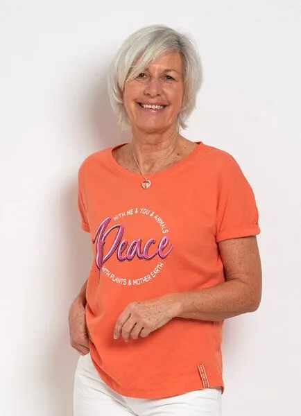 SPARKLES OF LIGHT SPARKLES OF LIGHT Boxy Shirt | PEACE WITH ME & YOU, Rot-orange (orange), – Produktbild 1 von 2