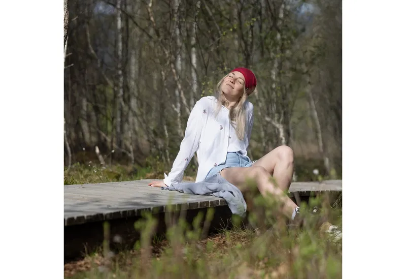 alpengoa Beanie Baumwoll Mütze Modell Leaf, Rot, – Produktbild 4 von 5