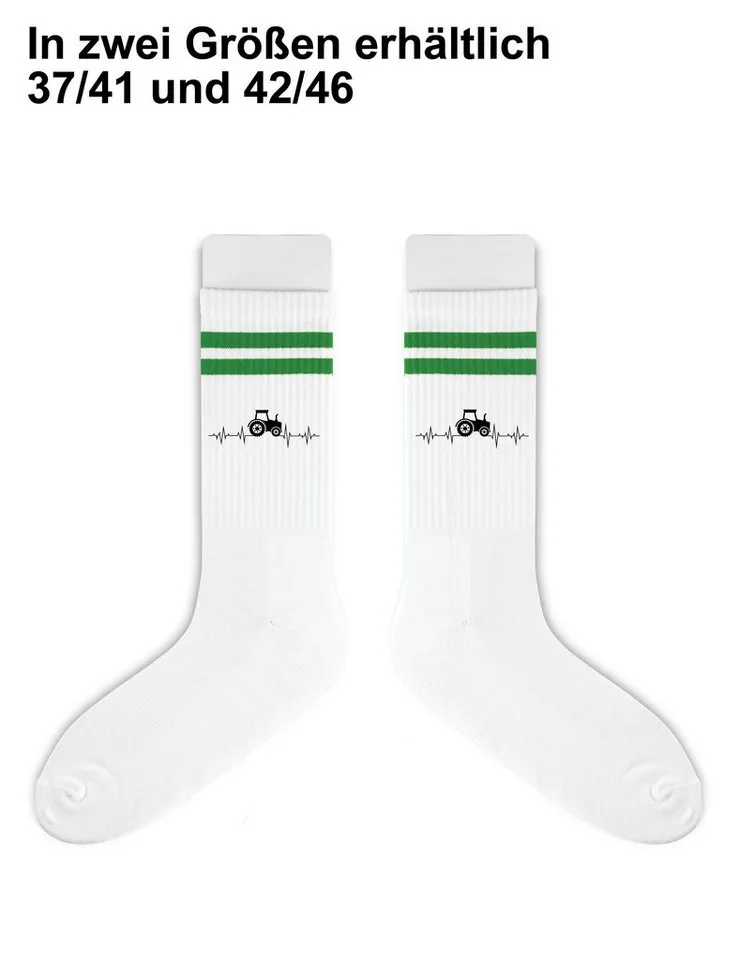 Youth Designz Tennissocken Unisex Socken "Heartbeat Traktor" Aufdruck lustig Geschenk Statement mit verstärkter Verse und Zehenbereich, Grün, – Produktbild 4 von 5
