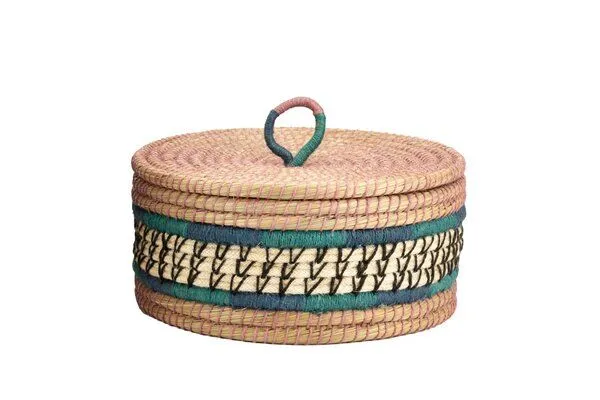 El Puente El Puente Korb mit Deckel | Fair Trade & Handmade aus Bangladesch, Petrol, – Produktbild 1 von 1