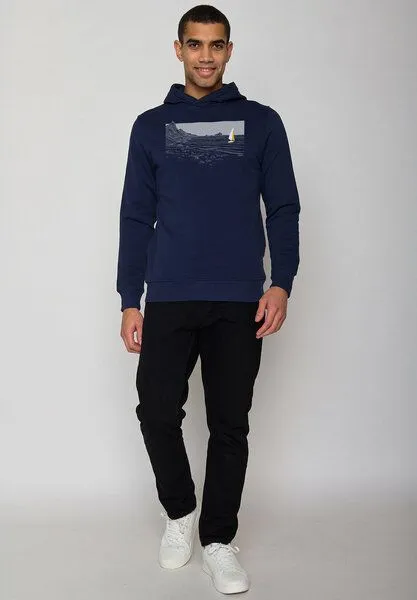 GreenBomb GREENBOMB Nature Cliffsail Star - Kuschliger Hoodie aus Bio-Baumwolle / hochwertiger Print / GOTS / Fair & Vegan, Blau (marineblau), – Produktbild 4 von 4