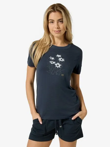 Super.Natural Super.Natural Merino T-Shirt W EDELWEISS BIO J TEE für Damen, Blueberry/various, – Produktbild 2 von 4