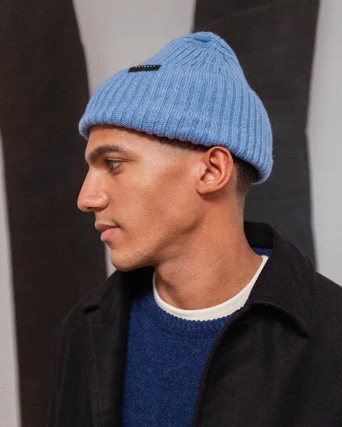 Rotholz Rotholz Mütze - Classic Ribbed Beanie - aus Wolle, Blau (washed blue), – Produktbild 2 von 4
