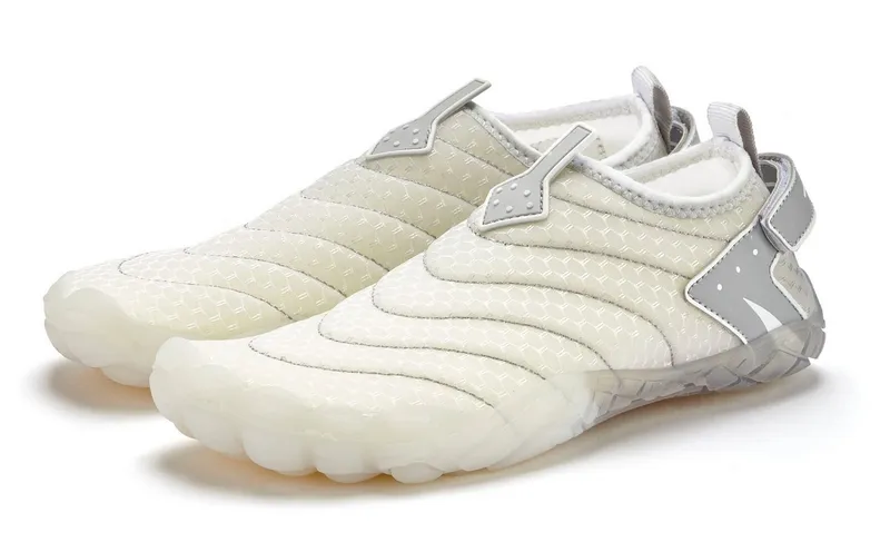 VENICE BEACH VENICE BEACH Badelatsche, Badeschuhe, Badeschlappe, Barfußschuh, leichter Slipper Aquaschuh Wasserschuh schnelltrocknend mit flexibler Sohle Unisex VEGAN, Grau|weiß, – Produktbild 2 von 5