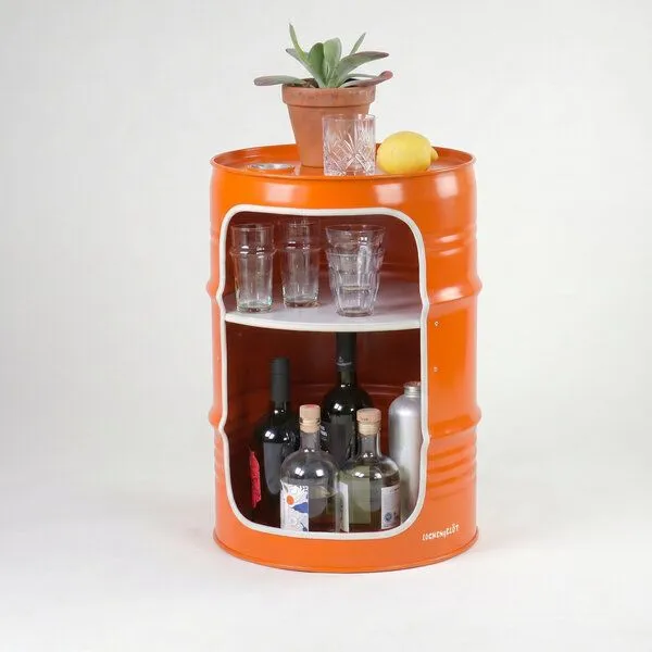 Lockengelöt Lockengelöt Minibar aus einem kleinen Ölfass, Orange (ral2004), – Produktbild 3 von 3