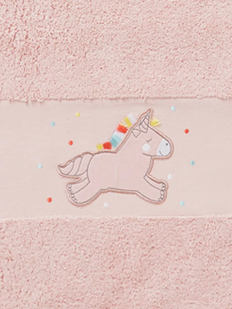 Vertbaudet Kinder Handtuch EINHORN, Zartrosa, – Produktbild 3 von 4
