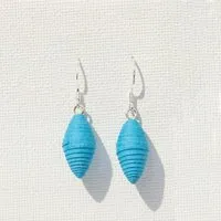 Sundara Sundara Ohrringe "Mini-Spindel", handgeschöpftes Recycling Baumwollpapier, Blau, – Produktbild 1 von 1