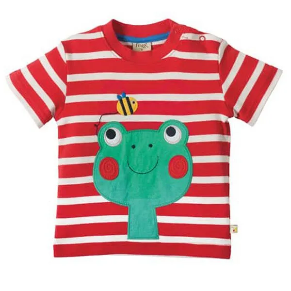 Frugi Frugi T-Shirt Frosch rot-weiß geringelt – Produktbild 1 von 2