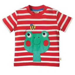 Frugi Frugi T-Shirt Frosch rot-weiß geringelt – Produktbild 1 von 1