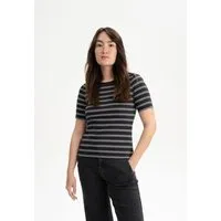 MELA MELA Ripp T-Shirt Style JASLEEN aus 100% Bio-Baumwolle, Schwarz / weiss gestreift, – Produktbild 1 von 1