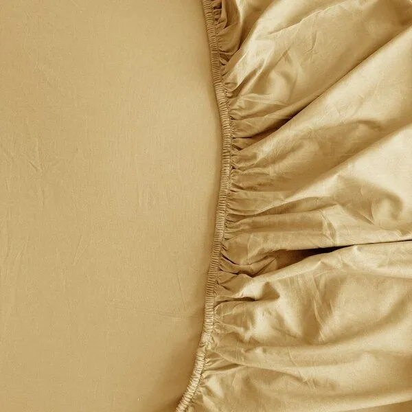 Kayori Kayori Emma Spannbettlaken Baumwollsatin, Gold, – Produktbild 2 von 4