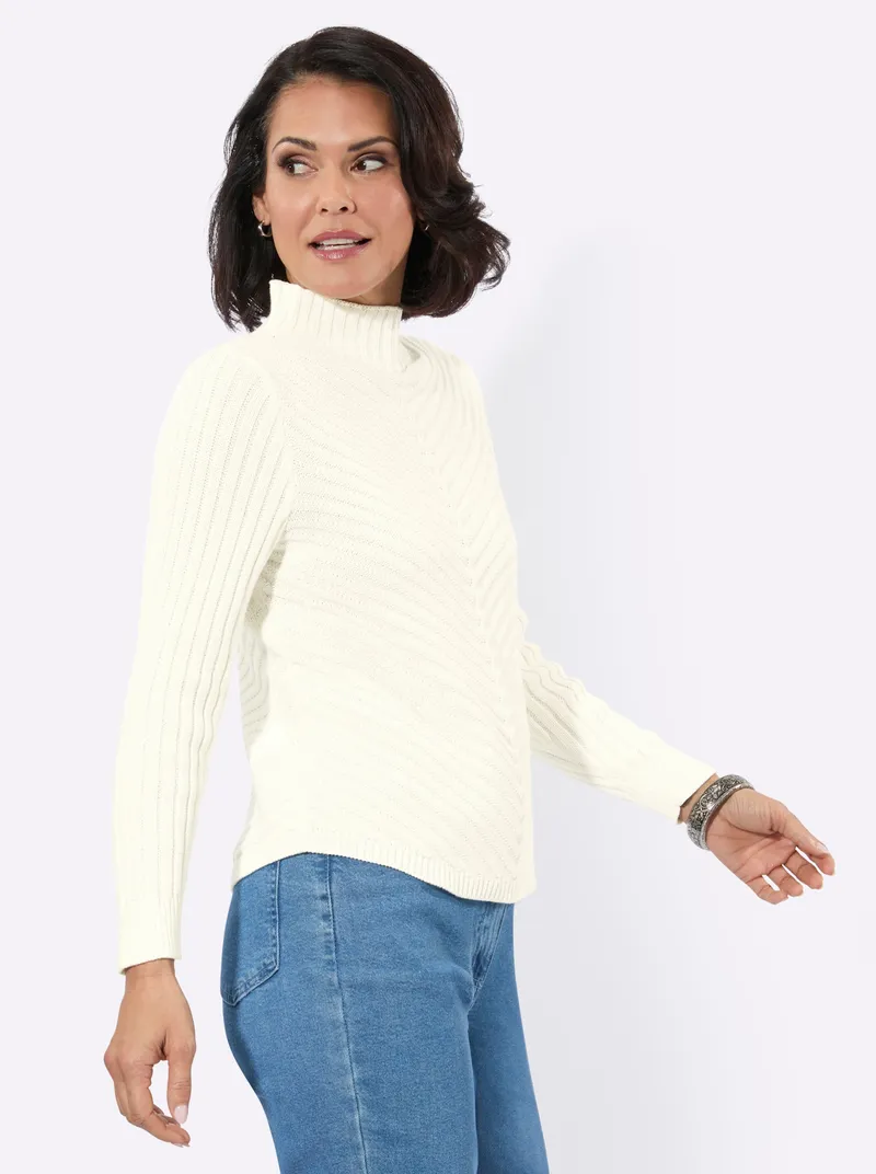 Witt Witt Stehkragenpullover ecru, Ecru, – Produktbild 2 von 2