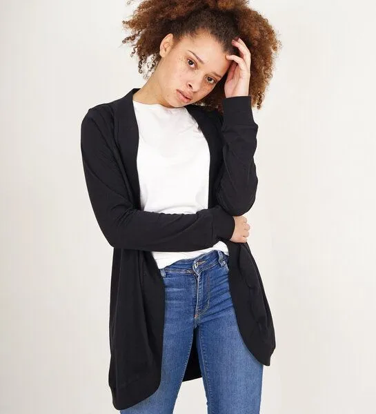 Lena Schokolade Lena Schokolade Jäckchen Lang aus Bio-Jersey, Schwarz, – Produktbild 1 von 4