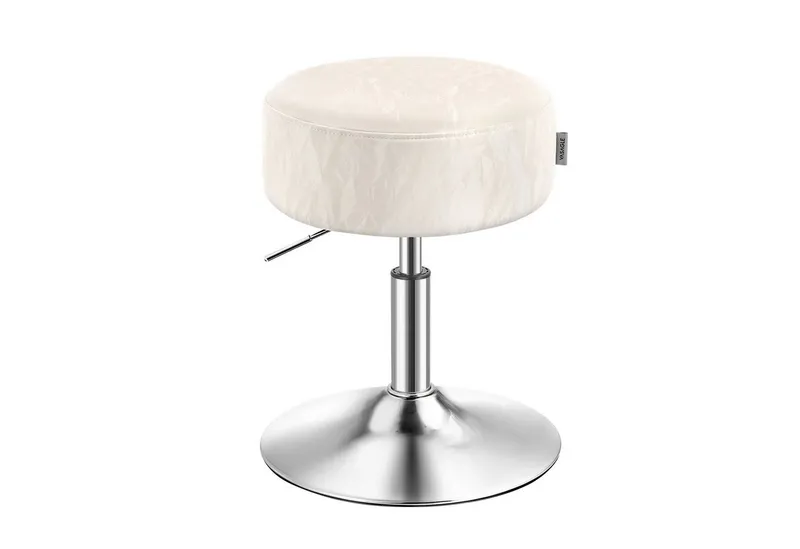 VASAGLE Barhocker Schminkhocker Schminkstuhl höhenverstellbar, 1/2er Set (1 St), für Schlafzimmer, Küche, 360° drehbar, dicke Polsterung, Cremeweiß, – Produktbild 1 von 5