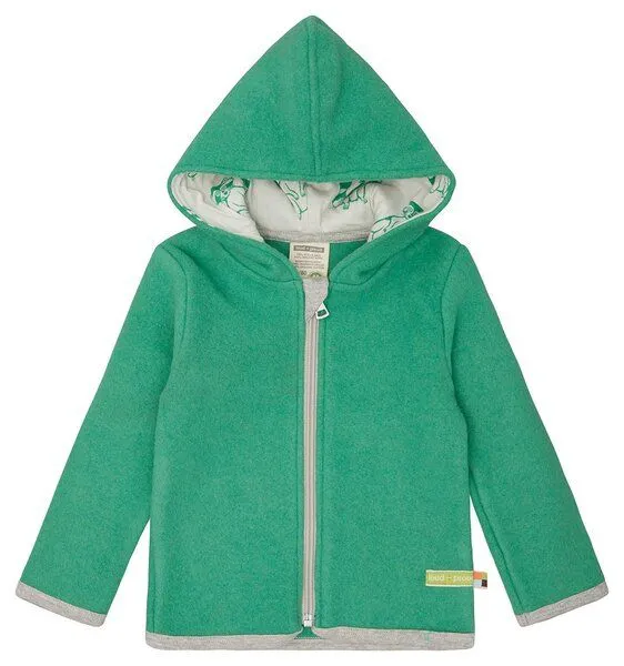 loud + proud loud + proud Babys & Kinder Wollfleece-Jacke mit Kapuze, GOTS-zertifiziert, Plant(grün), – Produktbild 1 von 3