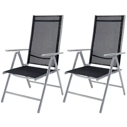 Casaria® Gartenstuhl Hochlehner klappbar Bern 2er-Set Silber Alu verstellbar – Produktbild 1 von 1