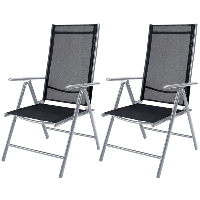 Casaria® Gartenstuhl Hochlehner klappbar Bern 2er-Set Silber Alu verstellbar, Silber, – Produktbild 1 von 2