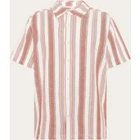 KnowledgeCotton Apparel KnowledgeCotton Apparel Herren vegan Hemd Relaxed Stripe Kurzarm Rot, Hellrot, – Produktbild 1 von 1